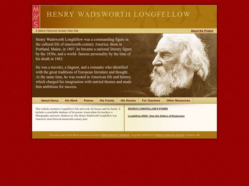 Maine Historical Society: Henry Wadsworth Longfellow Website Maine Historical Society: Henry Wadsworth Longfellow Website