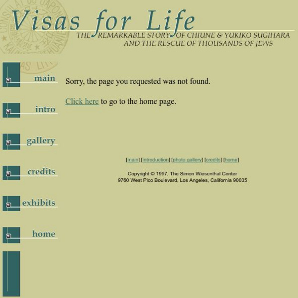 Simon Wiesenthal Center: Visas for Life Website Simon Wiesenthal Center: Visas for Life Website