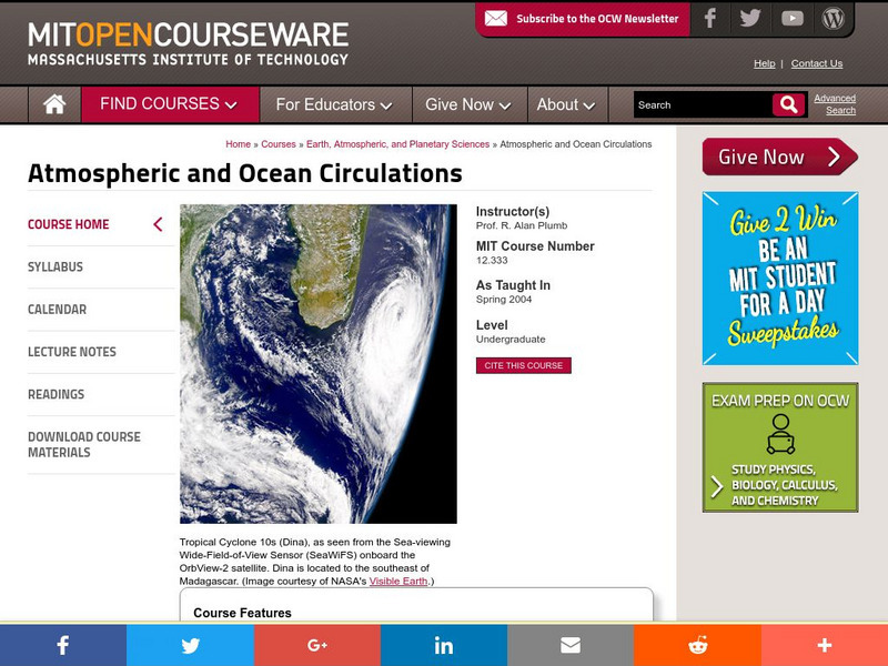 Mit: Open Course Ware: Atmospheric and Ocean Circulations Online Course Mit: Open Course Ware: Atmospheric and Ocean Circulations Online Course