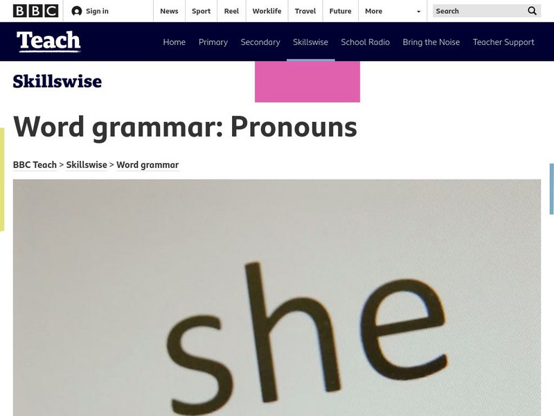Bbc: Skillswise: Pronouns Unit Plan