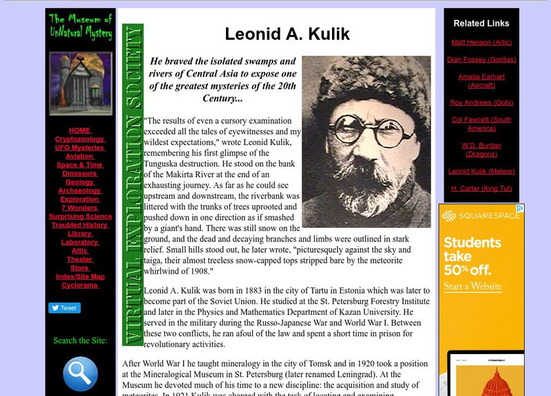Virtual Exploration Society: Leonid A. Kulik Handout