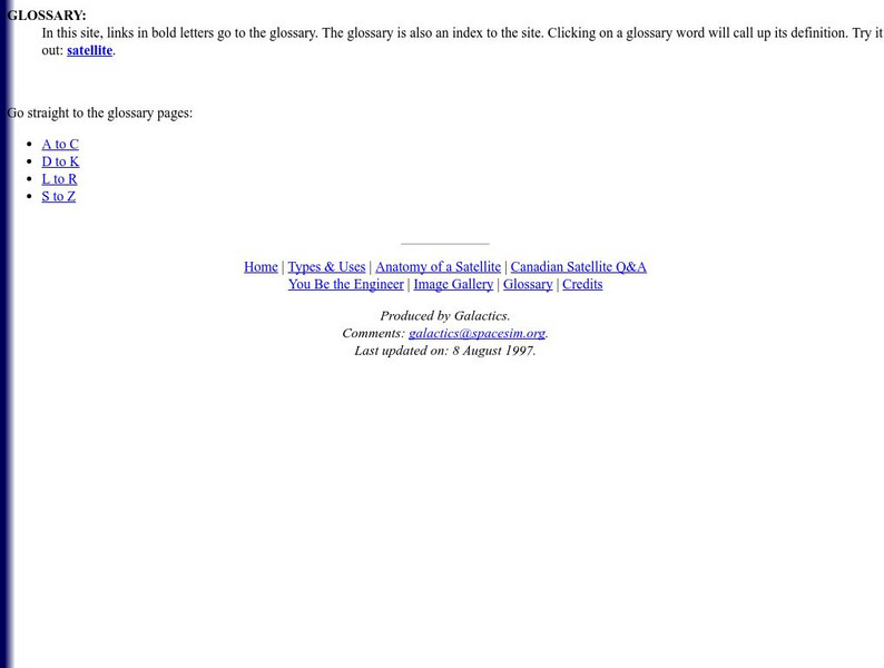 Galactics: Satellite Glossary Handout