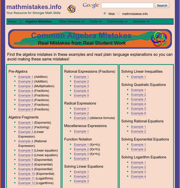 Math Mistakes: Common Algebra Mistakes Activity Math Mistakes: Common Algebra Mistakes Activity