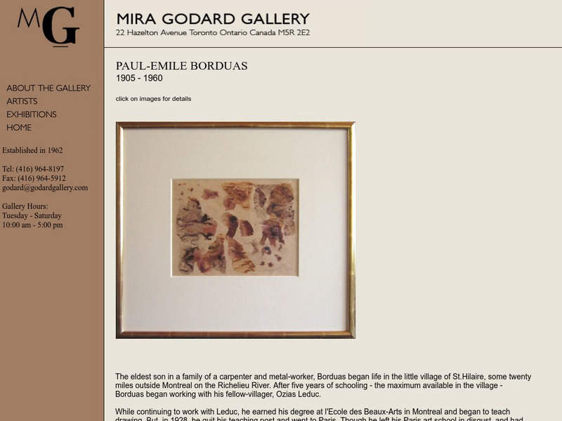 Mira Godard Gallery: Paul Emile Borduas (1905 1960) Handout Mira Godard Gallery: Paul Emile Borduas (1905 1960) Handout
