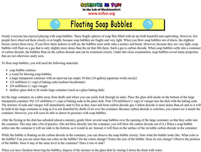 Science Is Fun: Floating Soap Bubbles Activity Science Is Fun: Floating Soap Bubbles Activity