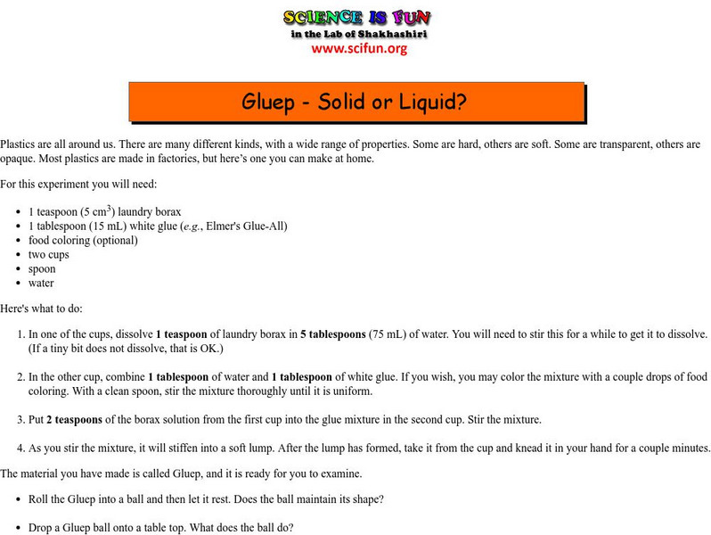 Science Is Fun: Gluep Solid or Liquid? Activity Science Is Fun: Gluep Solid or Liquid? Activity
