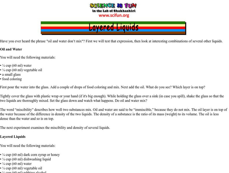 Science Is Fun: Layered Liquids Activity