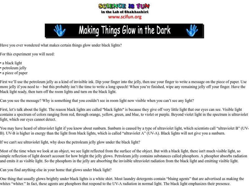 Science Is Fun: Making Things Glow in the Dark Activity