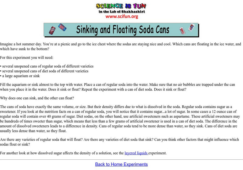 Science Is Fun: Sinking and Floating Soda Cans Activity Science Is Fun: Sinking and Floating Soda Cans Activity