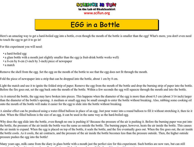Science Is Fun: Egg in a Bottle Activity Science Is Fun: Egg in a Bottle Activity
