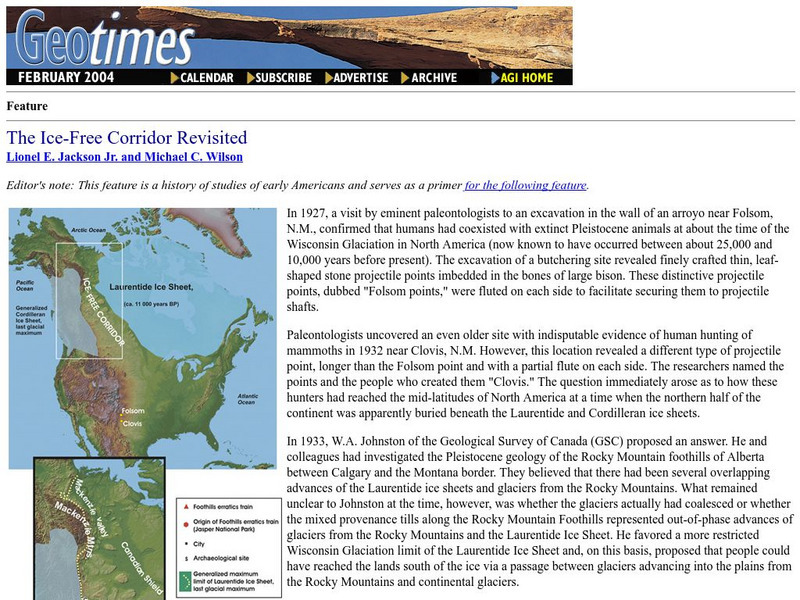 Geo Times: The Ice Free Corridor Revisited Website Geo Times: The Ice Free Corridor Revisited Website