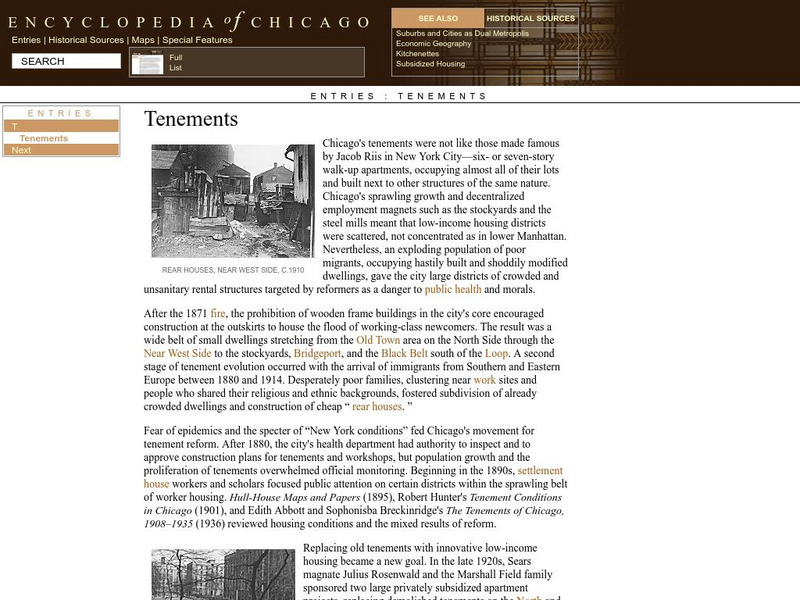 Encyclopedia of Chicago: Tenements Handout Encyclopedia of Chicago: Tenements Handout