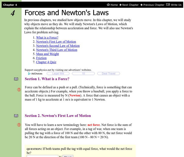 Easyphysics: Chapter 4 Forces Unit Plan Easyphysics: Chapter 4 Forces Unit Plan
