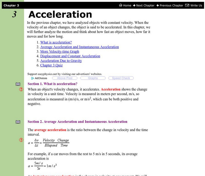 Easyphysics: Chapter 3 Acceleration Unit Plan Easyphysics: Chapter 3 Acceleration Unit Plan