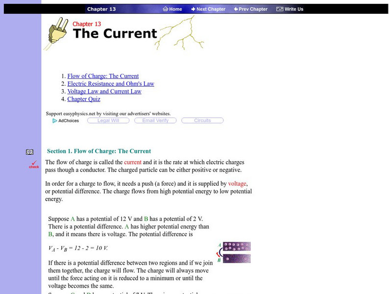 Easyphysics: Chapter 13 Current Electricity Website Easyphysics: Chapter 13 Current Electricity Website