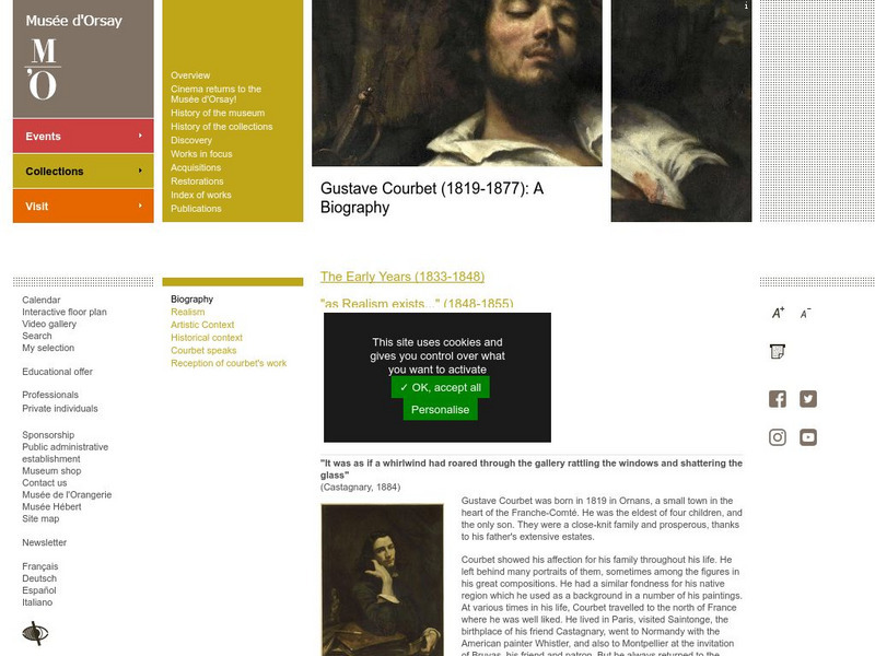 Musee D'orsay: Gustave Courbet (1819 1877): A Biography Handout Musee D'orsay: Gustave Courbet (1819 1877): A Biography Handout