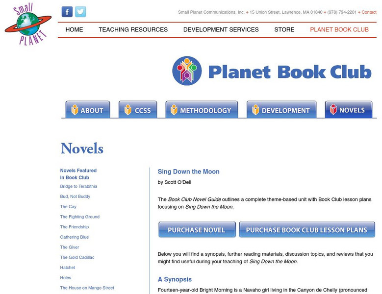 Planet Book Club: Sing Down the Moon by Scott O'dell Activity Planet Book Club: Sing Down the Moon by Scott O'dell Activity