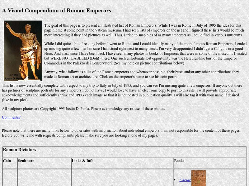 Roman Emperors: A Visual Compendium of Roman Emperors Graphic Roman Emperors: A Visual Compendium of Roman Emperors Graphic