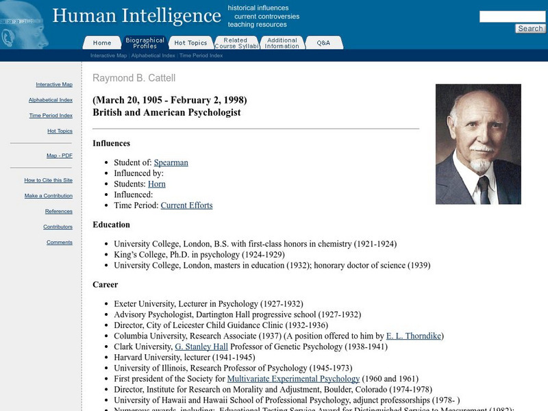 Human Intelligence: Raymond B. Cattell Activity Human Intelligence: Raymond B. Cattell Activity