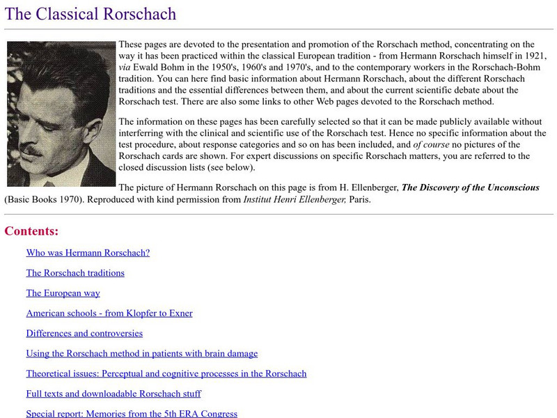 Classical Rorschach Activity Classical Rorschach Activity