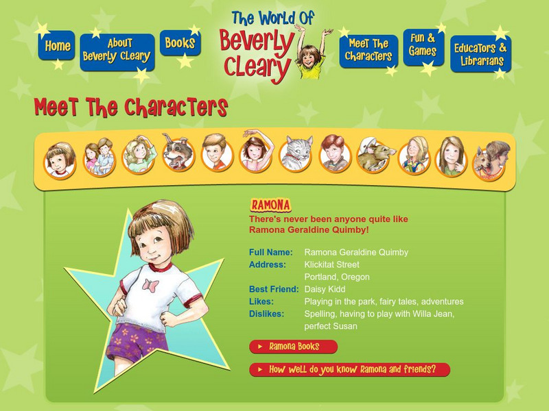 The World of Beverly Cleary: Meet the Characters Website