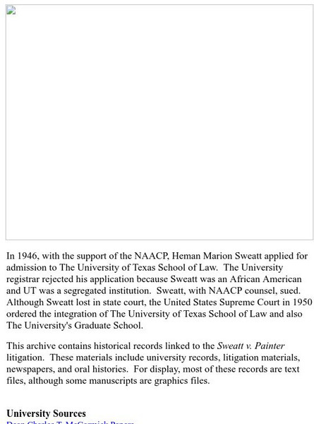 Sweatt v. Painter Archive Website Sweatt v. Painter Archive Website