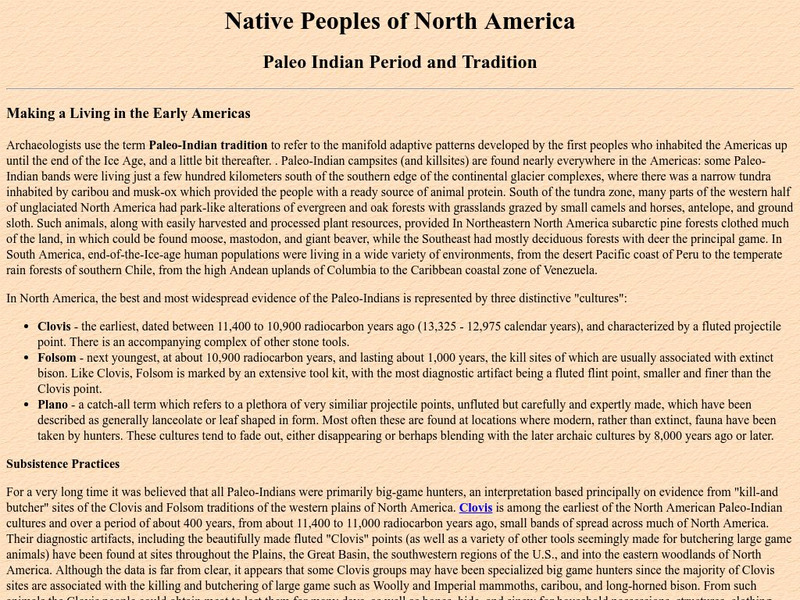 Native Peoples of North America: Paleo Indian Period and Tradition Website Native Peoples of North America: Paleo Indian Period and Tradition Website