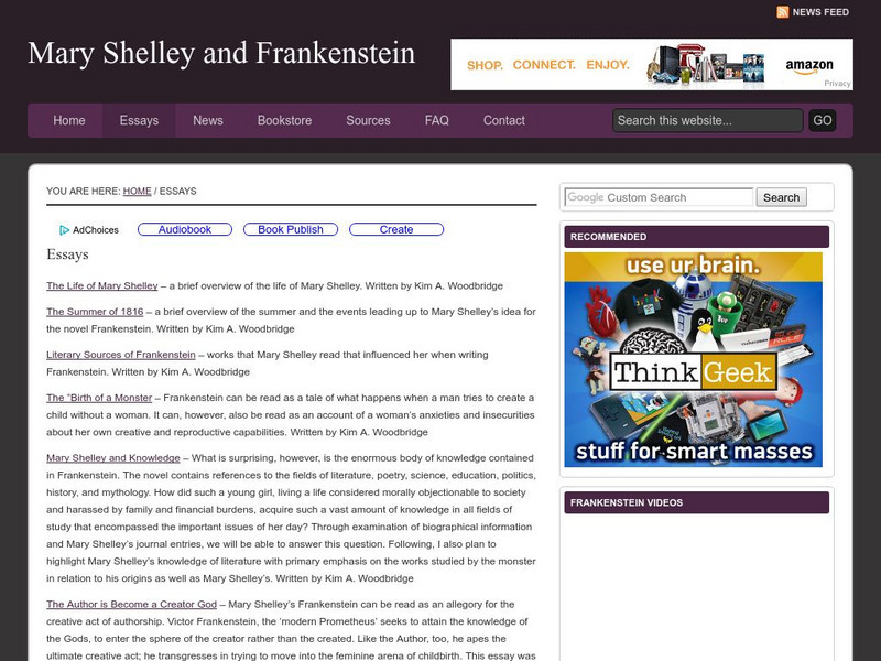 Mary Shelley and Frankenstein Website Mary Shelley and Frankenstein Website