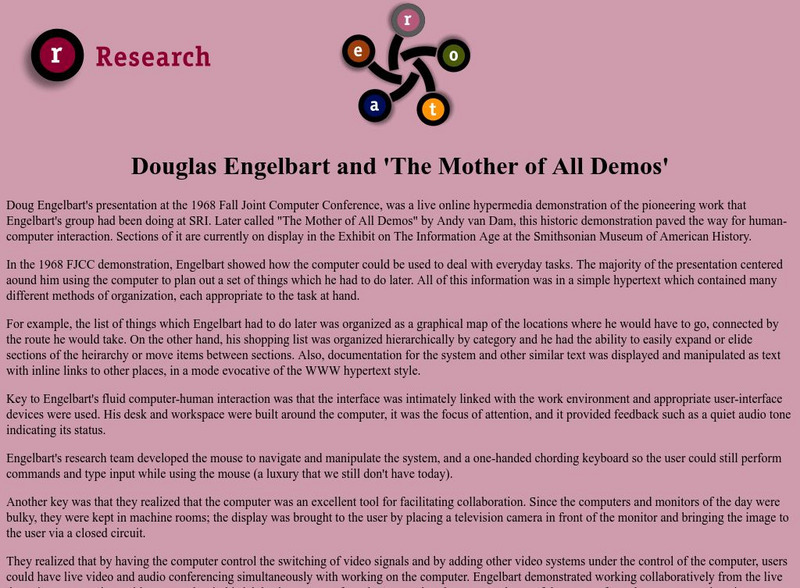 Douglas Engelbart and "The Mother of All Demos" Article Douglas Engelbart and "The Mother of All Demos" Article