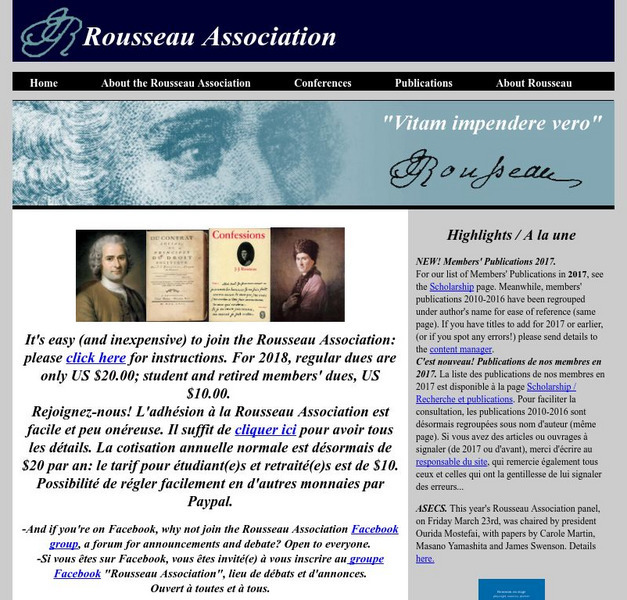 Rousseau Association Website Rousseau Association Website
