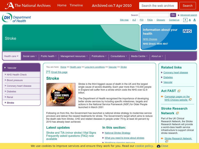 Department of Health, Uk: Stroke Handout Department of Health, Uk: Stroke Handout