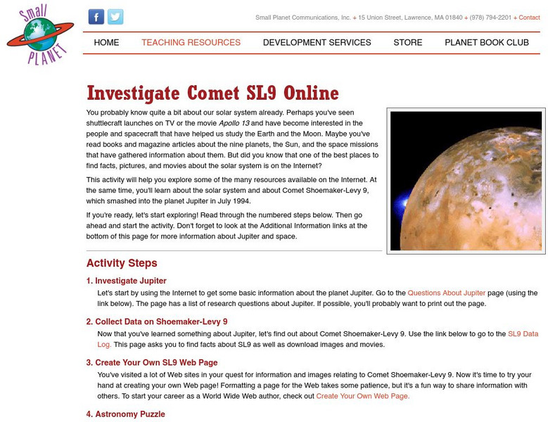 Investigate Comet Sl9 on the Internet Handout Investigate Comet Sl9 on the Internet Handout