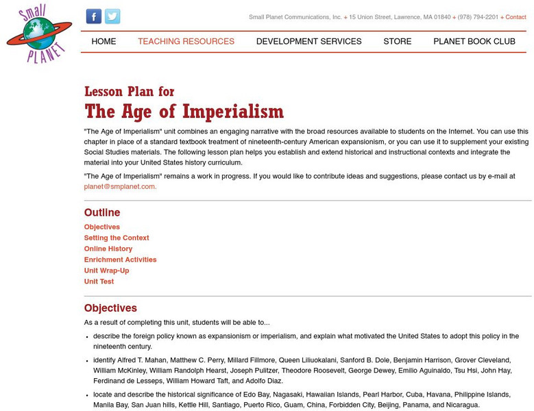 Small Planet Communications: The Age of Imperialism Lesson Plan Small Planet Communications: The Age of Imperialism Lesson Plan