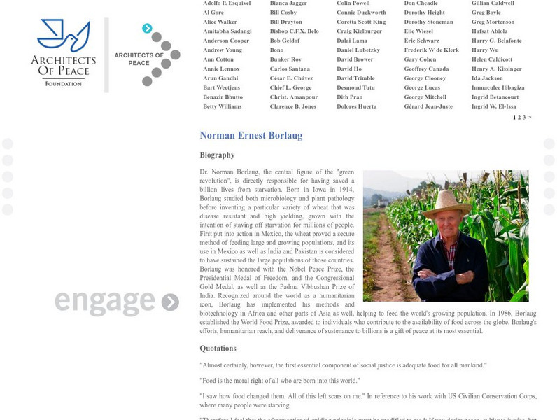 Architects of Peace: Norman Ernest Borlaug Website Architects of Peace: Norman Ernest Borlaug Website