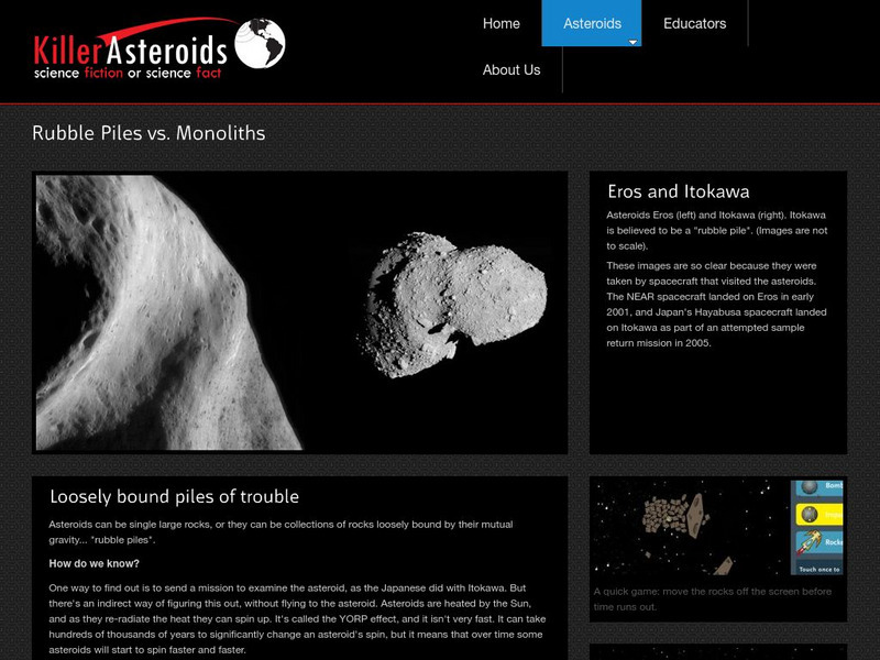 Killer Asteroid Project: Rubble Piles vs. Monoliths Website Killer Asteroid Project: Rubble Piles vs. Monoliths Website
