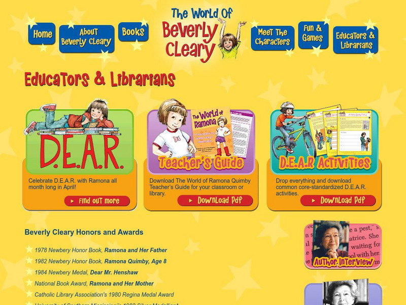 The World of Beverly Cleary: Teaching Resources Activity The World of Beverly Cleary: Teaching Resources Activity