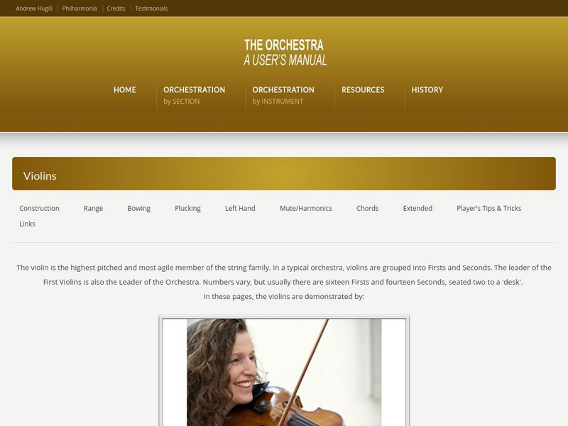 The Orchestra: A User's Manual Violins Website
