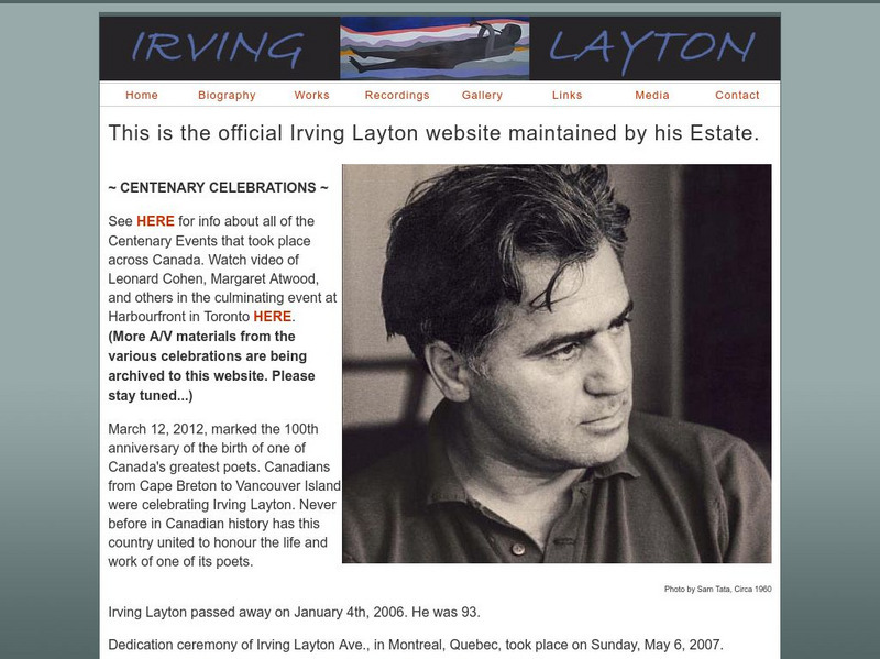 The Official Website of Irving Layton Website The Official Website of Irving Layton Website