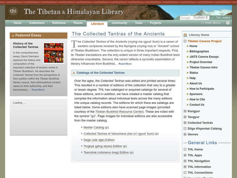 The Tibetan and Himalayan Library: Collected Tantras of the Ancients Website The Tibetan and Himalayan Library: Collected Tantras of the Ancients Website