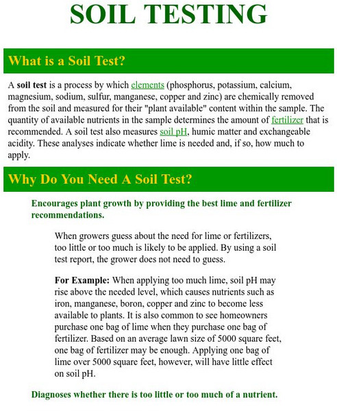 What Is a Soil Test? Handout What Is a Soil Test? Handout