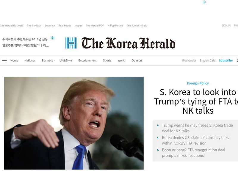 The Korea Herald: Main Page Website The Korea Herald: Main Page Website