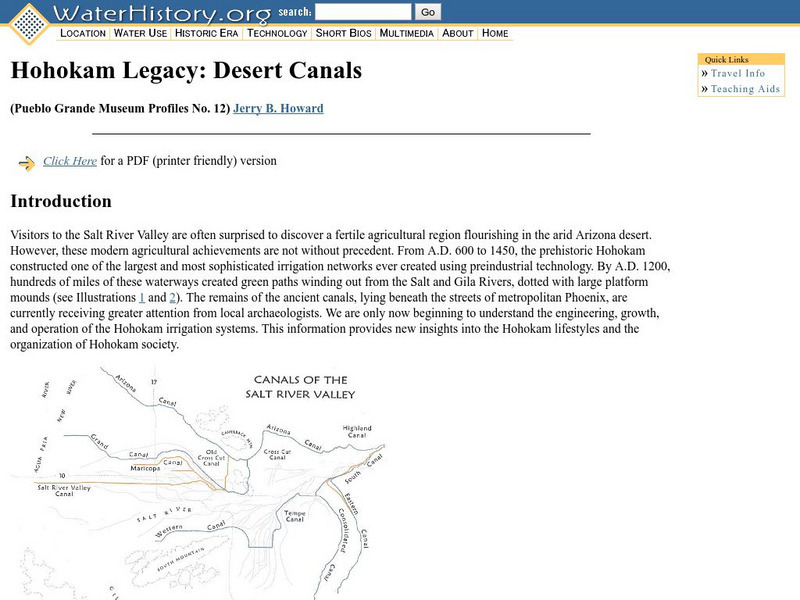 Water History: Hohokam Legacy: Desert Canals Website Water History: Hohokam Legacy: Desert Canals Website