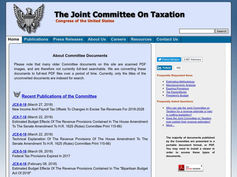 Joint Committee on Taxation Website Joint Committee on Taxation Website