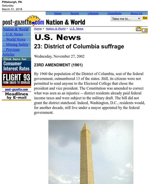 Post Gazette: 23 District of Columbia Suffrage Website Post Gazette: 23 District of Columbia Suffrage Website