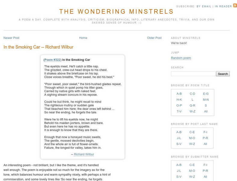 Rice Univ.: The Wondering Minstrels on Richard Wilbur Website Rice Univ.: The Wondering Minstrels on Richard Wilbur Website