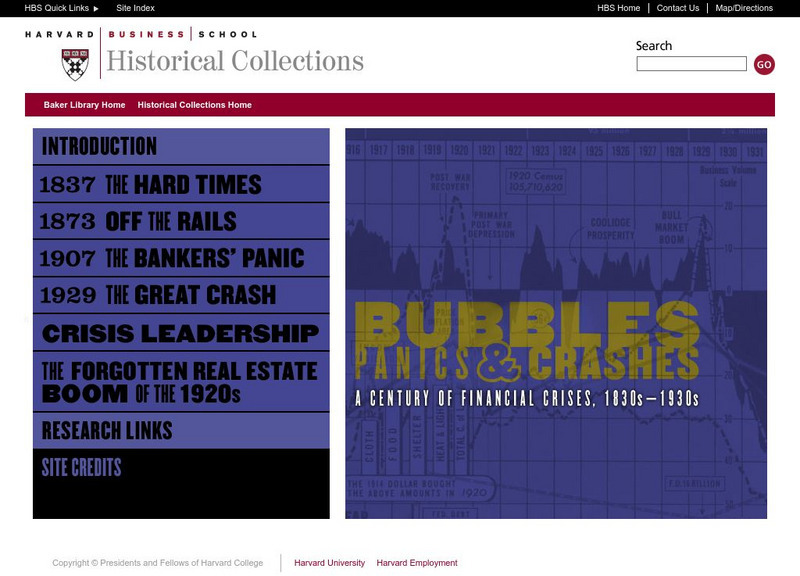 Harvard: Historical Collections: Bubbles, Panics & Crashes Website Harvard: Historical Collections: Bubbles, Panics & Crashes Website