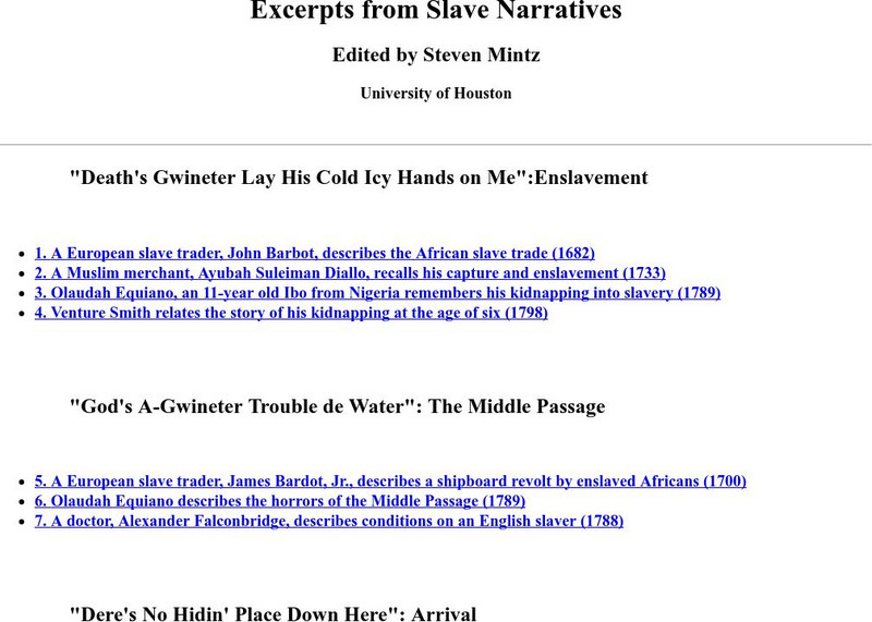 Steven Mintz: Excerpts From Slave Narratives Primary Steven Mintz: Excerpts From Slave Narratives Primary