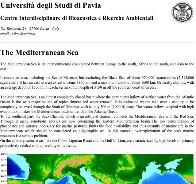 University of Pavia: The Mediterranean Sea Website University of Pavia: The Mediterranean Sea Website