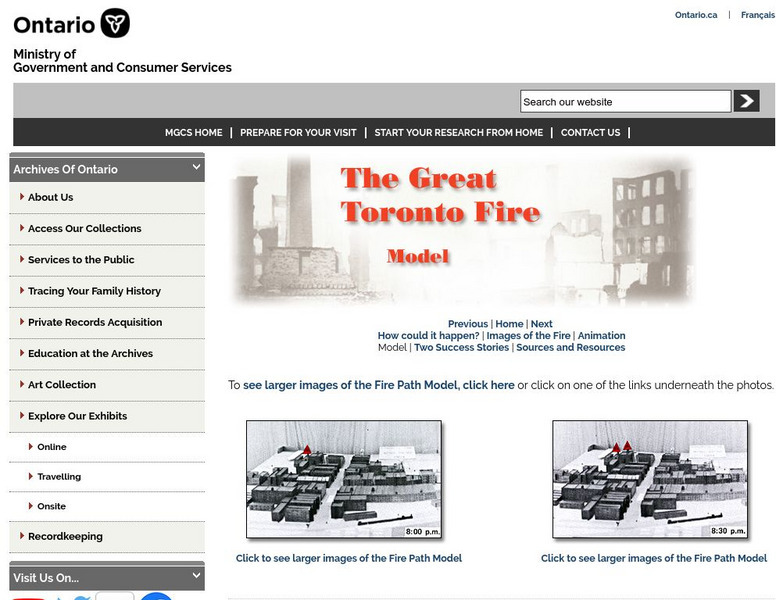 Archives of Ontario: Model of Great Toronto Fire Graphic