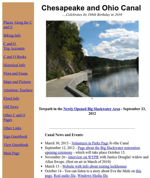 Chesapeake and Ohio Canal Website Chesapeake and Ohio Canal Website